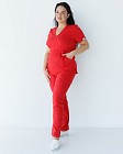 Медицинский костюм женский Рио красный +SIZE 10